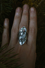 Load image into Gallery viewer, Pre order Howling Wolf Shield Ring MADE TO SIZE