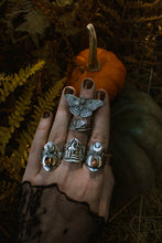 Load image into Gallery viewer, Autumn Witch Pumpkin Shield Ring (Made to Size)
