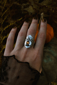 Autumn Witch Pumpkin Shield Ring (Made to Size)