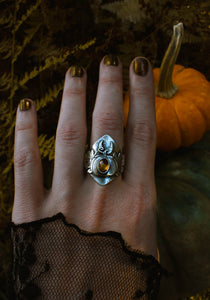 Autumn Witch Pumpkin Shield Ring (Made to Size)